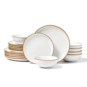 VEVOR Dinnerware Set, Service for 6 (18 PCS), Round Plates and Bowls Sets, Scratch Resistant Ceramic Dinner Ware