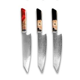 Chef's Knife For Japanese Cuisine In Damascus (Option: Red Black Black-34.7cm)