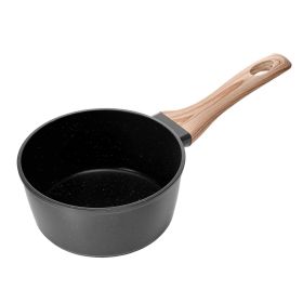VEVOR 1.5 QT Saucepan, Nonstick Saucepan with Tempered Glass Lid, Multipurpose Cooking Sauce Pot with Detachable Handle (Color: Black, Capacity: 1.5 qt)