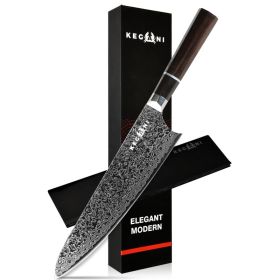Kegani 8 Inch Japanese Kiritsuke Chef Knife, Japanese 67 Layers VG-10 Damascus Knife, Ebony FullTang Handle Natural Texture Japanese Knife Sushi (Option: Chef knife)