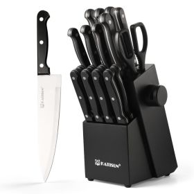 19-piece Knife Set, German Steel, Durable, Dishwasher-safe, Kitchen Knife Set With Built-in Sharpener For Chopping, Slicing, Dicing And Cutting (Option: 19Pieces-Black)
